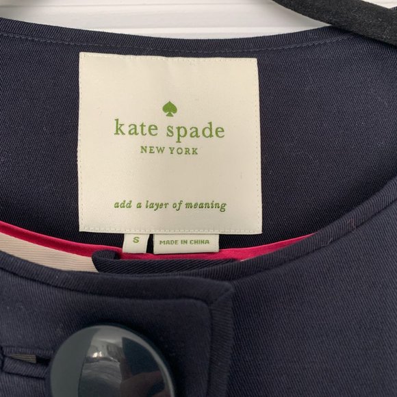 Kate Spade Navy/Beige Coat - Women's Size Small - Picture 4 of 5